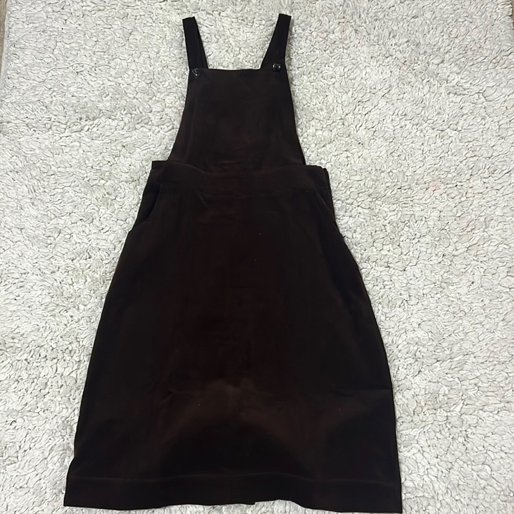 Brown overall corduroy adjustable strap dress